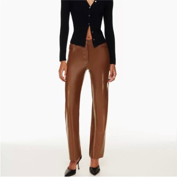 Aritzia vegan leather pants in Cognac NWT - Picture 1 of 8